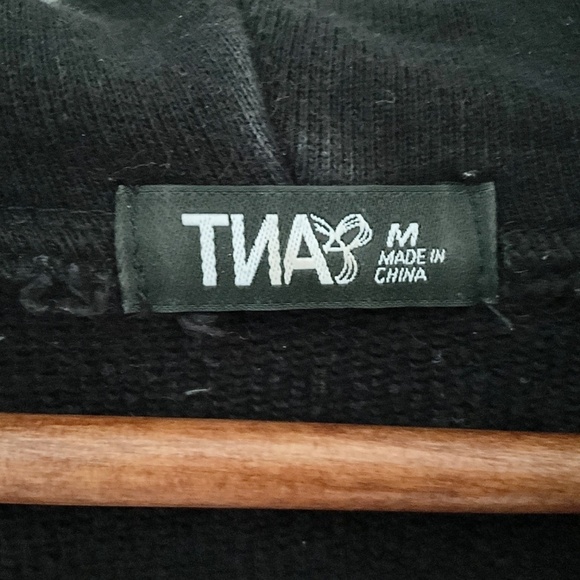 Aritzia TNA Hoodie Perfecto Cotton French Terry Black Silver Zip Pockets Women M - Picture 4 of 14